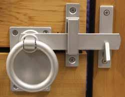 5 x 4 with a 3 diameter ring Supplied with color matched stainless steel fasteners Easy to install (requires a single ¾ hole through the gate) Can be combined with padlock eyes if locking is required