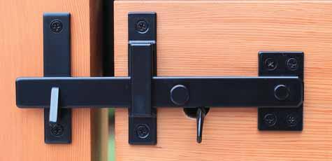 5 Latching bar measures 7/8 x 8 Natural Satin Stainless or Black Powder Coat finishes available Fasteners and Gate Stop included New for 2019 Faux Handles now available 316 Stainless