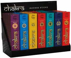 Stamford Chakra Incense 15-stick packs (masala) pre-pack Burn time is an average of approximately 30 minutes per stick. Pre-pack $126.00 Total SRP value $419.