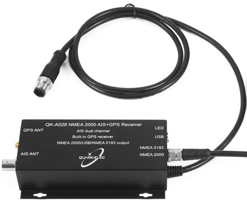 QK-A028 NMEA 2000 AIS Receiver With GPS Features Two independent receivers monitor both AIS channels (161.975MHz &162.