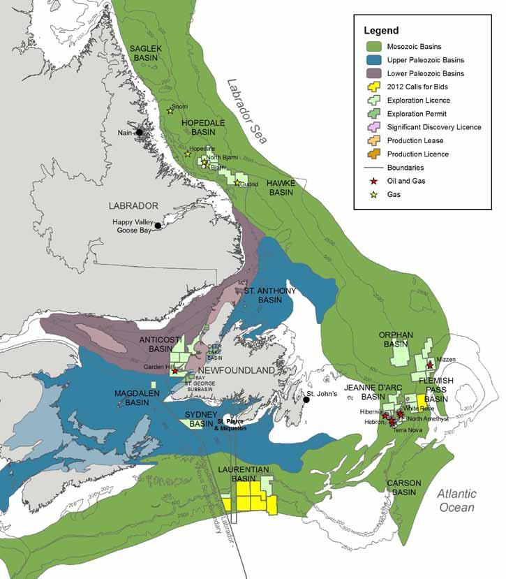 Figure #2 - Sedimentary Basins of Newfoundland and