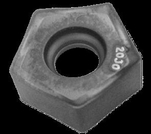 6 mm) cutter range from 1000-2000 RPM. Requires the purchase of 1/2 (12.7 mm) negative rake tool holders. The standard Rottler 3/8 (9.52 mm) IC tool holders will not hold this insert.