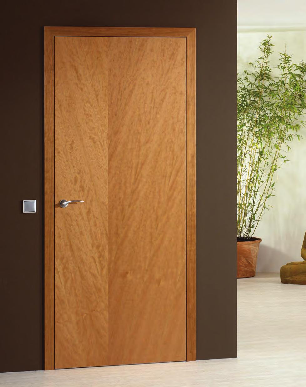 Decoration unnecessary Doors and frames are delivered fully finished. Model shown is Veneer-Art Type 806, flush single-face, American cherrywood lacquered.