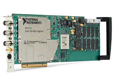 0 250 MS/s, 125 MHz, 8-Bit Digitizers NI PCI-5114, PXI-5114 250 MS/s real-time sampling 5 GS/s random-interleaved sampling 8-bit resolution 125 MHz bandwidth 40 mvpp to 40 Vpp input range 8, 64, or