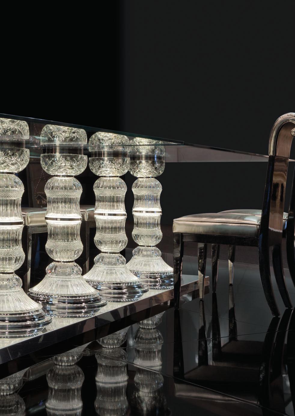 ERCOLE table _ HYDRA chandelier Hydra _ Clear chandelier 46 lights, cm 380x100, h 110 cm