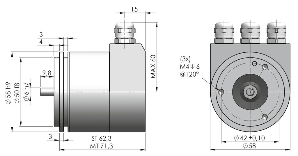 Mechanical dimensions Synchro flange ( S )