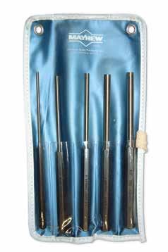 310 Punch & Chisel Sets 6 Pieces Punch & Chisel Set Set Number 9660* (Mayhew #61005) 3 Pieces Knurled Brass Drift Punch Set Set Number 9M61360 (Mayhew #61360) This set contains six of the most