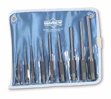 312 Punch & Chisel Sets 6 Pieces Roll Pin Pilot Punches Set Set Number 9680* (Mayhew #62250) 12 Piece Bench Set Roll Pin Pilot Punches Set Set Number 9683 (Mayhew #62258) 9670 1/8" #4 Pilot Punch
