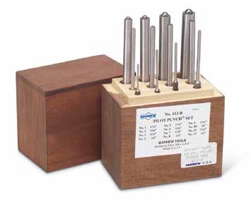 9 Pieces Roll Pin Pilot Punches Set Set Number 9681* (Mayhew #62252) Pilot Punches Display Set Number 9684 (Mayhew #80000) HAMMERS, PUNCHES & CHISELS 9667 1/16" #1 Pilot Punch (Mayhew #25000) 9668