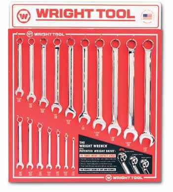 336 Flat Wrenches Fractional Combination Wrenches Fractional Double Box End Wrenches D977 17 Pieces, Satin Wrenches D978 17 Pieces, Full Polish Wrenches NUMBER SIZE D977 NUMBER SIZE D978 D942 15
