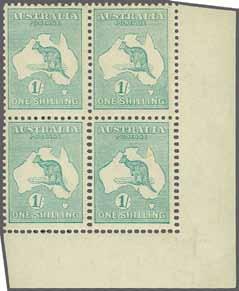 blue-green, Die IIB, an unused block of four from base of sheet divided by interpanneau margin, with full A. J.