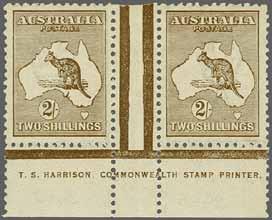 228 229 Corinphila Auction 28 & 29 November 2018 3788 3788 2 s. brown, Die II, a fine unused horizontal pair, marginal from base of sheet and divided by interpanneau margin, with full T. S.