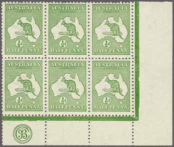 229 Corinphila Auction 28 & 29 November 2018 215 1913, Kangaroo, First Watermark Die sinking the individual lead matrices used in the form 3739 3742 3739 ½ d.