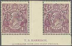 252 229 Corinphila Auction 28 & 29 November 2018 3881 3881 4½ d. violet, Die I, wmk. Crown / A, perf. 14, punctured 'OS', a fine interpanneau marginal pair with full T.S.HARRISON imprint at base, fresh and very fine, large part og.