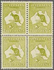216 229 Corinphila Auction 28 & 29 November 2018 3744 3744 3 d. olive, Die I, two unused blocks of four of excellent fresh colour, one with slight spot but fine, large part og. Gi = 640+.