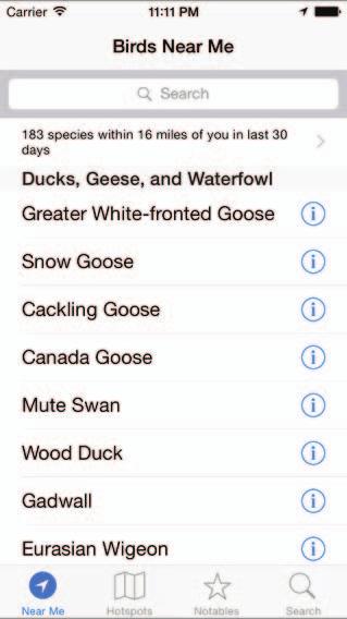 Birds Near Me Price: Free Available on: iphone/ipad This is one of my favorites. The app pulls data from ebird and lists birds near your exact location.