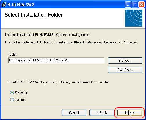 Click on Next to install the FDM-SW2 software Select the installation folder, then click on Next in any