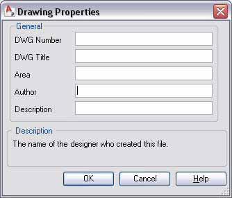 Two of these fields will already be filled in with information you entered when you initially created the drawing.