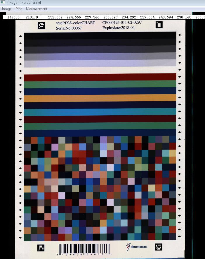 Figure 12: Scanned multichannel image of a colorchart b) Click
