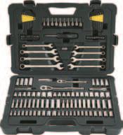 17 mm (14) Combination Wrenches: 1/4, 5/16, 3/8, 7/16, 1/2, 9/16, 5/8, 6, 8, 10, 12, 13, 14, 15 mm (55) Specialty Bits (18) Hex Keys (1) 6" Long Nose Pliers (1) 6" Slip-Joint Pliers (1) 6.