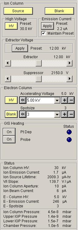 The HV is preset only at 30 kv.