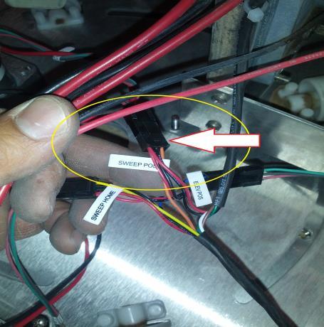 Inspect the ELEV POS by following the thin multicolored sensor wires within the harness and check for a loose or torn wire, make sure the connection is secured at the connector plug.