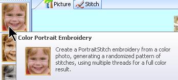 Create a New Portrait 73. Select Color Portrait Embroidery from the menu at left. 74. In Stitch Wizard Design Size, set Orientation to Custom. 75.