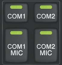 MIC Enabled MIC Disabled Transmit Indication: Audio is sent from the corresponding Crew MIC to the selected COM. * Push-to-Talk (PTT) keyed.