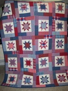 It can be done in one color or it is a great scrappy quilt. Instructions for several sizes are available. April Quilt Class: The project is called Lucky Stars.