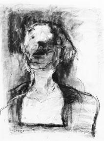 834 834. Michael Mazur (American, b. 1935) Portrait From the Asylum Signed Mazur l.r., dated Jan 21 l.l. Charcoal on paper, 24 3/4 x 19 in. (62.8 x 48.2 cm), matted.