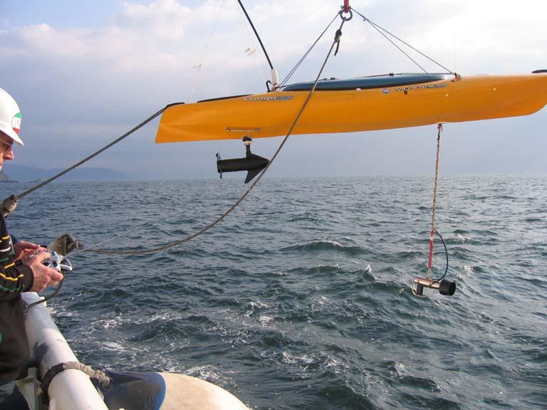 2 together with two MIT SCOUT kayaks, and two virtual AUVs simulated onboard CRV Leonardo. The network was communicating using WHOI micrommodems and the CCL protocol, controlled from the CRV Leonardo.