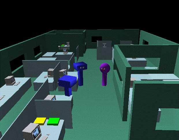 Virtual World Users Machine Users Login Figure 9: A meeting in the virtual world Each of the objects in the plan view has an edit window associated with them that allow users to further alter their