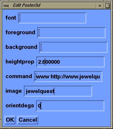The www command to access the world-wide web for each trade stall was entered using the edit window in VR- MOG (figure 12).