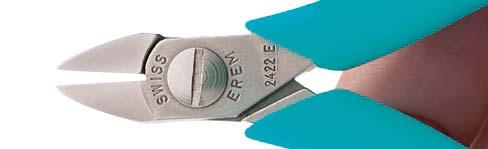 Cutters with this cut are suitable for both soft copper wires and very hard wires such as stainless steel.