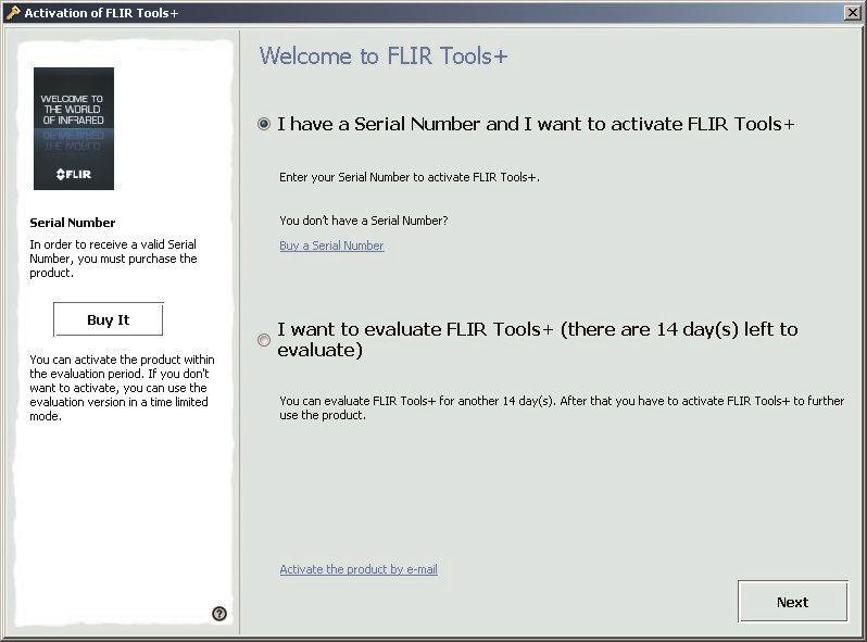 7 Managing licenses 7.2.2 Figure Figure 7.2 Activation dialog box. 7.2.3 Activating Flir Tools/Tools+ online Note Your computer needs to have Internet access during this procedure.