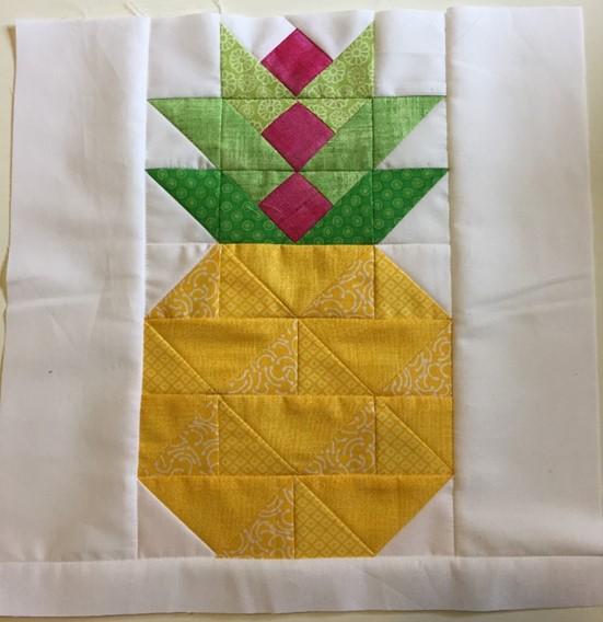 August Workshop Candied Pineapple Block Presented by CQG member, Stephanie Mart What a great way to end the summer with a Candied Pineapple block that can be used in a table runner, small wall