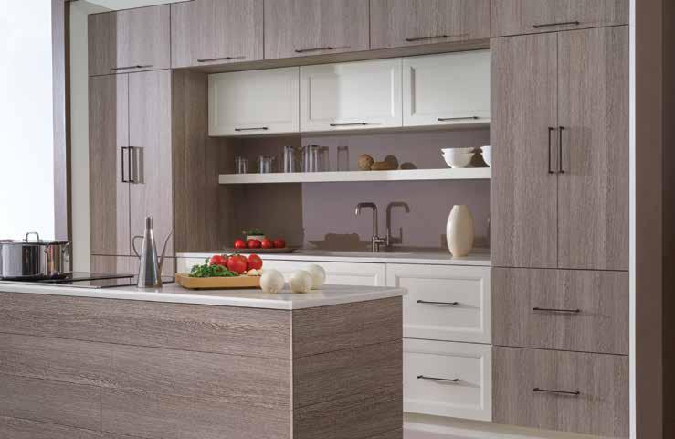 8 Bria Cabinetry shown with Moda door style in Quarter Sawn Red