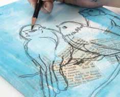Use several strokes while you draw to give the birds a free-form, artsy look. 7 Wet a paintbrush and trace over the lines. The water dissolves the pencil marks and turns them into paint.