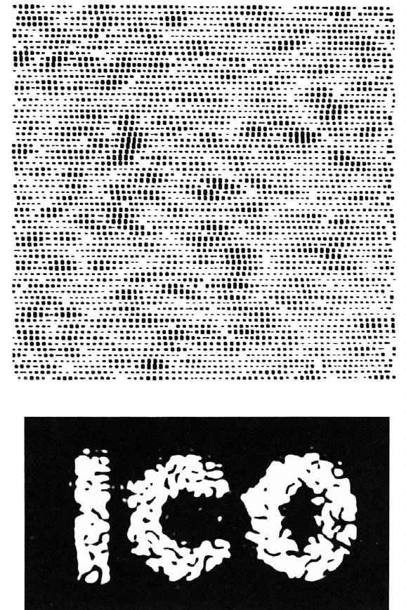 88 Computer-generated holograms (a) (b) Fig. 10.4. Object with a random phase: (a) the hologram; (b) the reconstructed image [Lohmann & Paris, 1967]. a single piece of film.