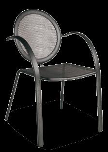 Steel armchair polyester powder coated with special cathaforetic treatment for outdoor use.