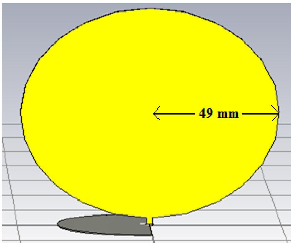 2 ANTENNA DESIGN The proposed figure of the planar circular monopole antenna (PCMA-1) with the half circular ground plane on CST [8]-[20] Microwave Studio software is shown in figure 1(a).