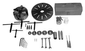 Plate (strapped to container) 3 Cam Locks 3 Socket Head Cap Screws 1 Tool Box (strapped to container) 1 Chip Tray 1 Lifting Hook 2 Lifting Blocks Tool Box: 3 Open End Wrenches (9/11, 10/12, 12/14mm)