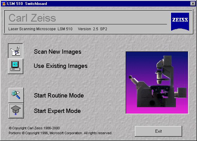 Initializing the software Double click on the LSM 510 Meta icon located on the desktop.