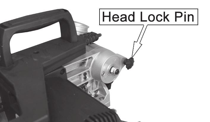 LOCKING / RELEASING THE SAW HEAD 1. Press down slightly on the operating handle and pull out the Head Lock Pin. 2.