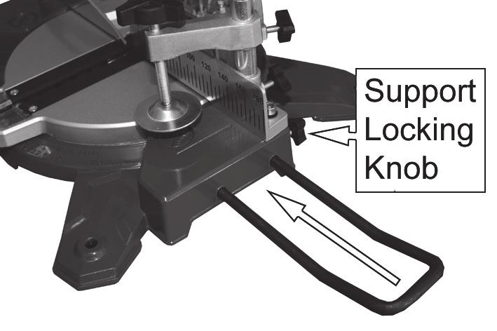 Loosen the work support securing screw. 2. Slide the work supports into place (at each end of the cutting bed) as shown. 3.