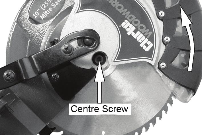 MAINTENANCE WARNING: MAKE SURE THAT THE SAW IS SWITCHED OFF AND UNPLUGGED FROM THE MAINS SUPPLY BEFORE FITTING OR REMOVING THE BLADE. WARNING: THE BLADE MUST BE RATED TO AT LEAST 6000 RPM.