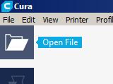 The Cura window will then show an empty printer bed: Select Your Printer In the main Cura window, navigate to Settings > Printers from the toolbar at the top of the screen and select the