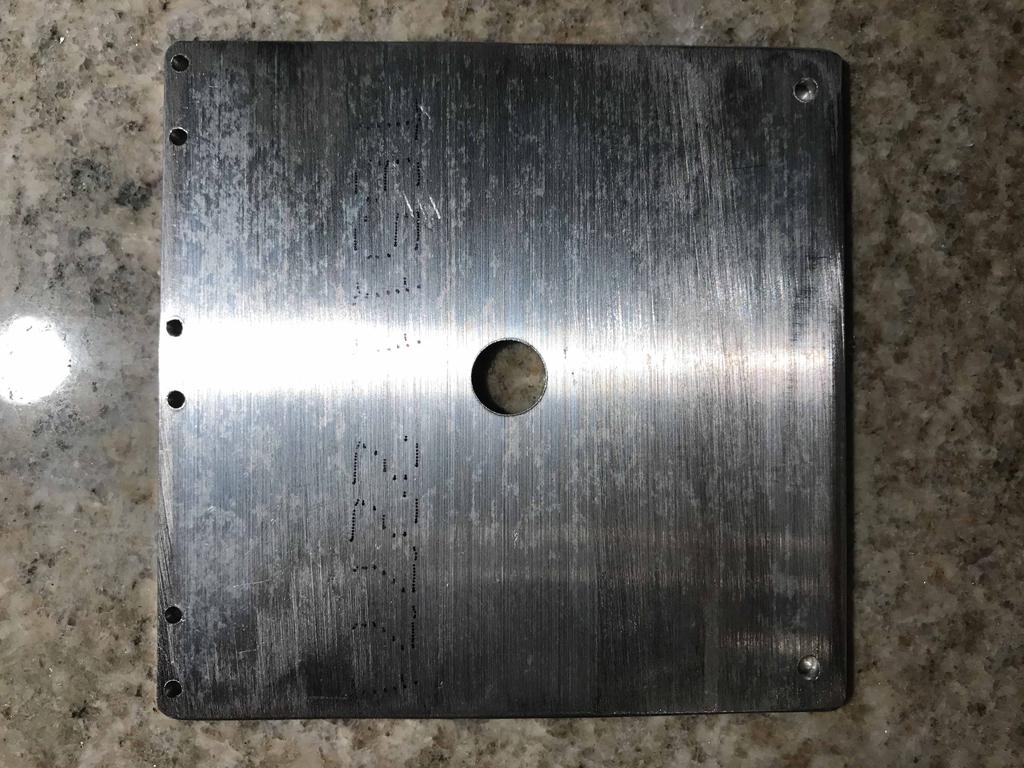 HINGE ATTACHMENT 7/16 INCH CENTER HOLE 1/8 INCH RESTRAINING HOLE (TYP) FIGURE 14 16. The top pressure switch paddle made of a 4 x 4 x 1/8 inch 6061-T6 aluminum plate. Drill holes as shown.