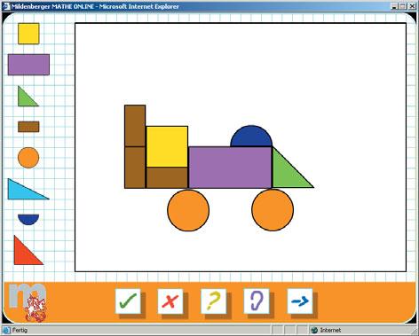 Geometrie Exercise 2 Building with tinker cubes Tip: The tinker cubes are not placed using Drag & Drop. Click once on the colour you want, and then move the mouse cursor over the base.