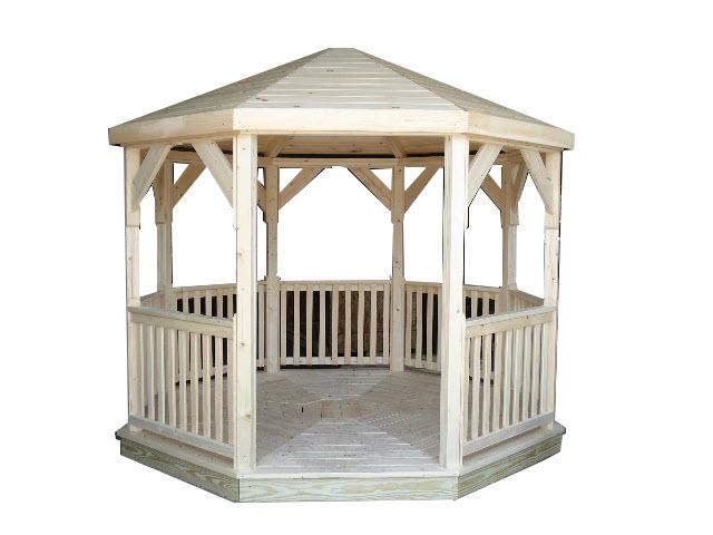 Octagon Wood Gazebo Kit Contents Hardware included for assembling your gazebo: 5/16" Lag Bolts Use to fasten post to floor 2 1/2" screws Use to fasten joist together fasten posts to outside joist